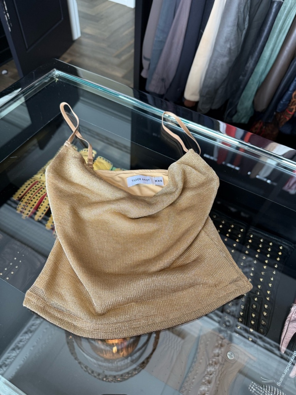 Tiger Mist Gold Knit Mesh Cami